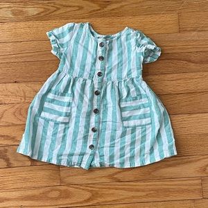 Old Navy Green and White Striped Baby Dress